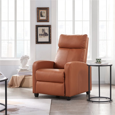 Yaheetech Tan PU Leather Recliner Chair with Pocket