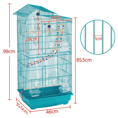 Yaheetech Teal Blue Large Roof Top Metal Bird Cage w/ Swing and Ladder - 3