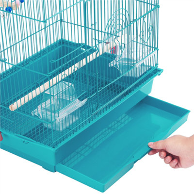 Yaheetech Teal Blue Large Roof Top Metal Bird Cage w/ Swing and Ladder - 8