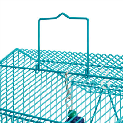Yaheetech Teal Blue Large Roof Top Metal Bird Cage w/ Swing and Ladder - 9