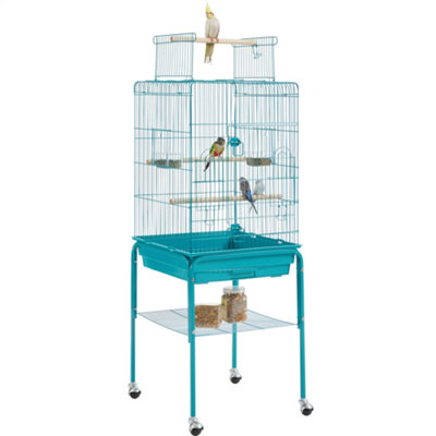 Yaheetech Teal Blue Play Top Metal Bird Cage w/ Detachable Rolling Stand