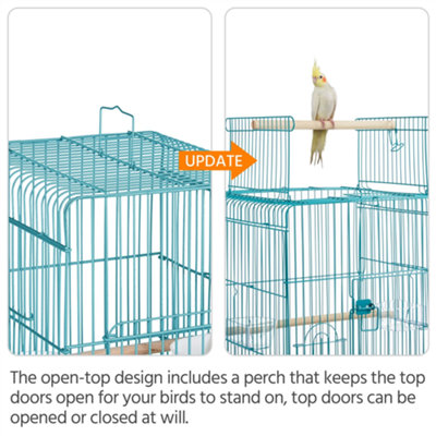 Yaheetech Teal Blue Play Top Metal Bird Cage w/ Detachable Rolling Stand - 7