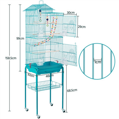 Photo inspiration: Fresh Look at Yaheetech Teal Blue Rolling Metal Bird Cage With Detachable Stand