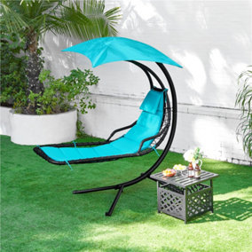 Yaheetech Teal Hanging Sun Lounger with Stand