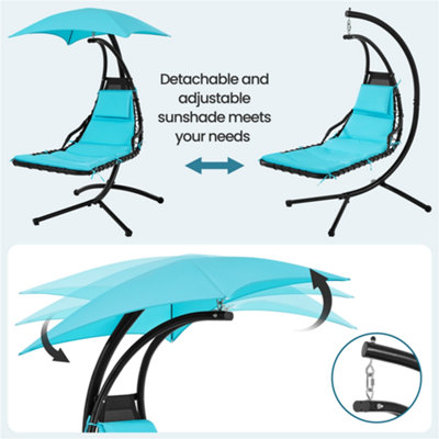 Yaheetech Teal Hanging Sun Lounger with Stand - 5