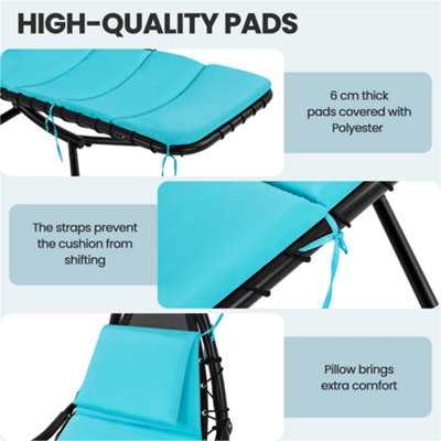 Yaheetech Teal Hanging Sun Lounger with Stand - 6