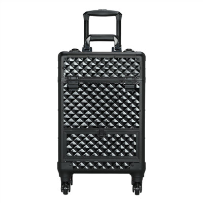 Yaheetech Trolley Makeup Case with Trays and Drawer - Black