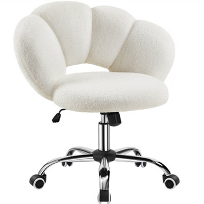 Yaheetech Upholstered Desk Chair with Cloud Shaped Backrest White