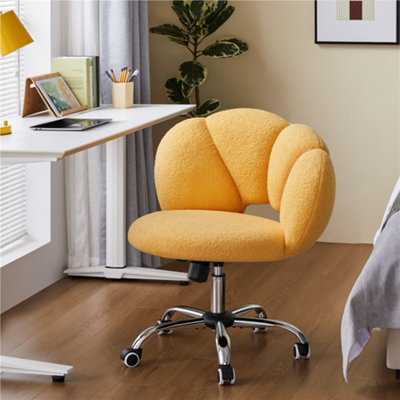 Yaheetech Upholstered Desk Chair with Cloud Shaped Backrest - Yellow