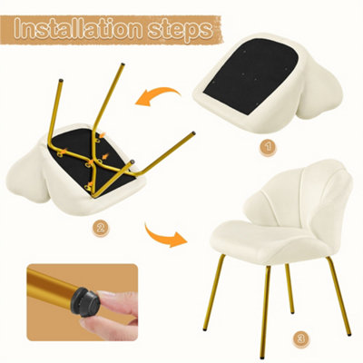 Yaheetech Velvet Accent Chair with Shell-Shaped Backrest and Gold Metal ...