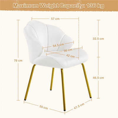 Yaheetech Velvet Accent Chair with Shell-Shaped Backrest - White