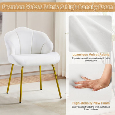 Yaheetech Velvet Accent Chair with Shell-Shaped Backrest - White