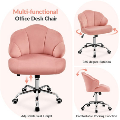 Yaheetech Velvet Adjustable Desk Chair with Tufted Shell-Shaped ...