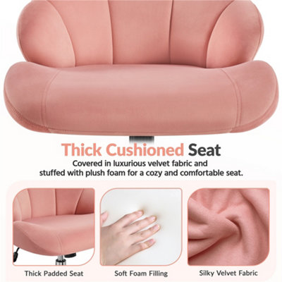 Yaheetech Velvet Adjustable Desk Chair with Tufted Shell-Shaped ...