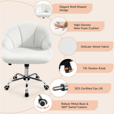 Yaheetech Velvet Adjustable Desk Chair with Tufted Shell-Shaped