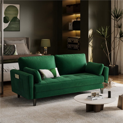 Yaheetech Velvet Fabric Upholstered Seater Sofa Couch with