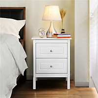 Yaheetech White 2 Drawer Bedside Table Rectangular End Table