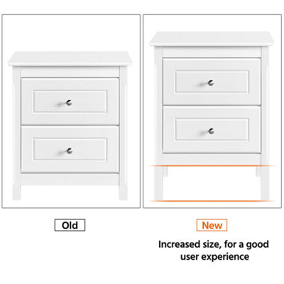 Yaheetech White 2 Drawer Bedside Table Rectangular End Table