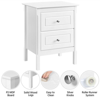 Yaheetech White 2 Drawer Bedside Table Rectangular End Table