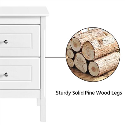 Yaheetech White 2 Drawer Bedside Table Rectangular End Table