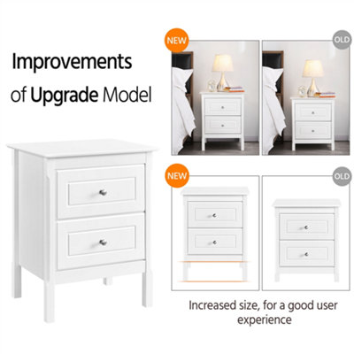 Yaheetech White 2 Drawer Bedside Table Rectangular End Table