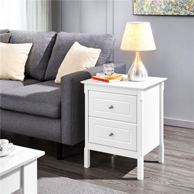 Yaheetech White 2 Drawer Bedside Table Rectangular End Table