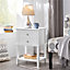 Yaheetech White 2 Drawers Bedside Table with Open Shelf