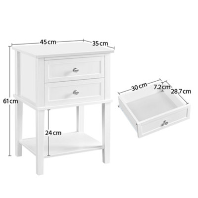 Yaheetech White 2 Drawers Bedside Table with Open Shelf