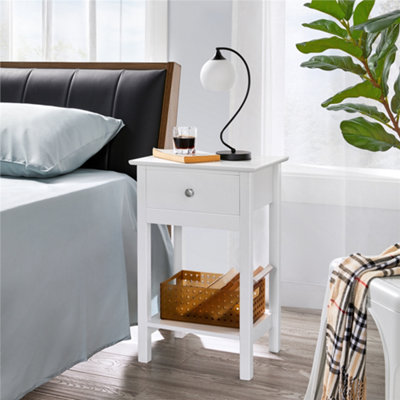Yaheetech White 2PCS High Quality Wood Bedside End Table Nightstand ...