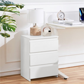 Yaheetech White 3-Drawer Bedside Table Vertical End Table Large Capacity Nightstand
