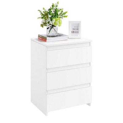 Yaheetech White 3-Drawer Bedside Table Vertical End Table Large Capacity Nightstand