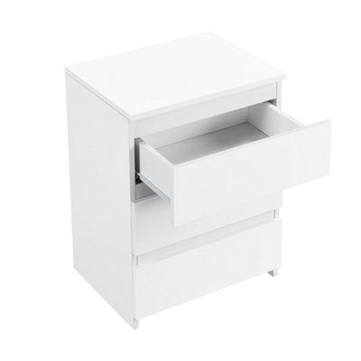Yaheetech White 3-Drawer Bedside Table Vertical End Table Large Capacity Nightstand