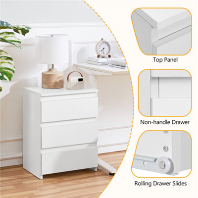Yaheetech White 3-Drawer Bedside Table Vertical End Table Large Capacity Nightstand