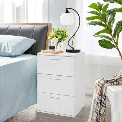 Yaheetech White 3-Drawer Bedside Table Vertical Side Table with Handles