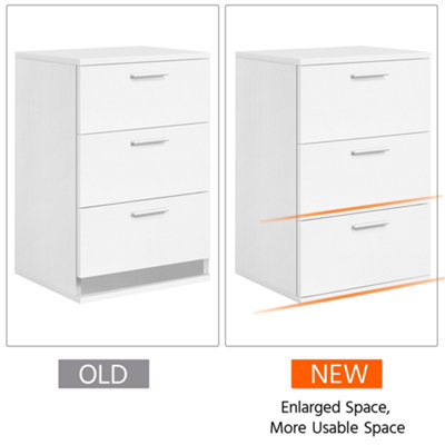 Yaheetech White 3-Drawer Bedside Table Vertical Side Table with Handles