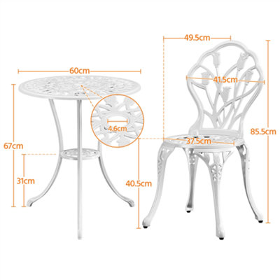 Yaheetech White 3 Piece Patio Bistro Table Set with Umbrella Hole Floral Design - 3