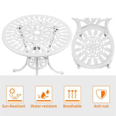 Yaheetech White 3 Piece Patio Bistro Table Set with Umbrella Hole Floral Design - 6