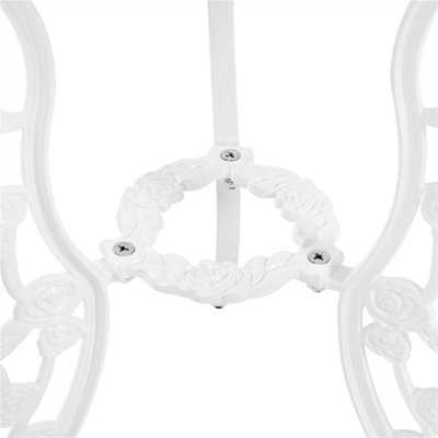 Yaheetech White 3 Piece Patio Bistro Table Set with Umbrella Hole Rose Design - 8