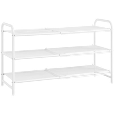Yaheetech White 3-Tier Freestanding Expandable Iron Mesh Wire Shoe Rack ...