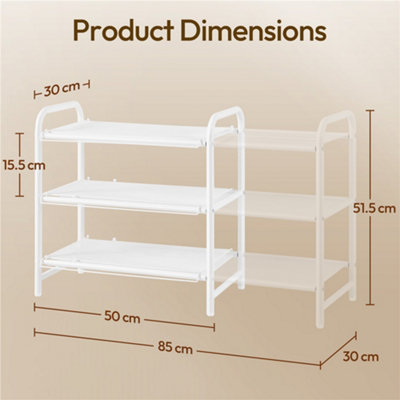 Yaheetech White 3-Tier Freestanding Expandable Iron Mesh Wire Shoe Rack ...