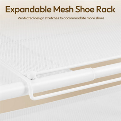 Yaheetech White 3-Tier Freestanding Expandable Iron Mesh Wire Shoe Rack ...