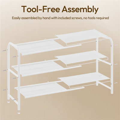 Yaheetech White 3-Tier Freestanding Expandable Iron Mesh Wire Shoe Rack ...