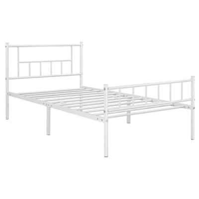 Yaheetech White 3ft Single Basic Metal Bed Frame with Headboard and Footboard