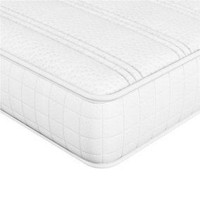 Yaheetech White 3ft Single Mattress Bonnell Spring and Knitted Jacquard Cover, Medium Soft, 90x190x19cm