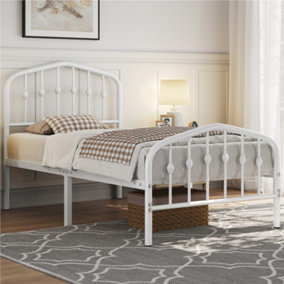 Yaheetech White 3ft Single Metal Bed Frame with Arched Headboard and Footboard