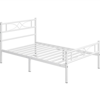 Yaheetech White 3ft Single Metal Bed Frame with Curved Design Headboard and Footboard