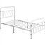 Yaheetech White 3ft Single Metal Bed Frame with Petal Accented Headboard and Footboard