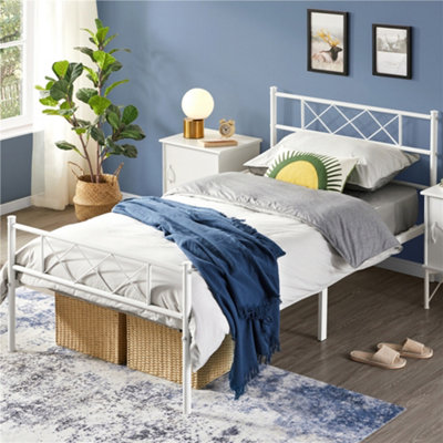 White metal store headboard and footboard