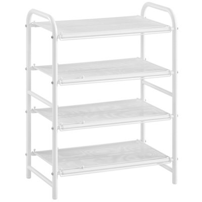 Yaheetech White 4 Tier Expandable Iron Mesh Wire Shoe Rack for Hallway