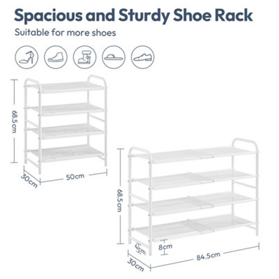 Yaheetech White 4 Tier Expandable Iron Mesh Wire Shoe Rack for Hallway